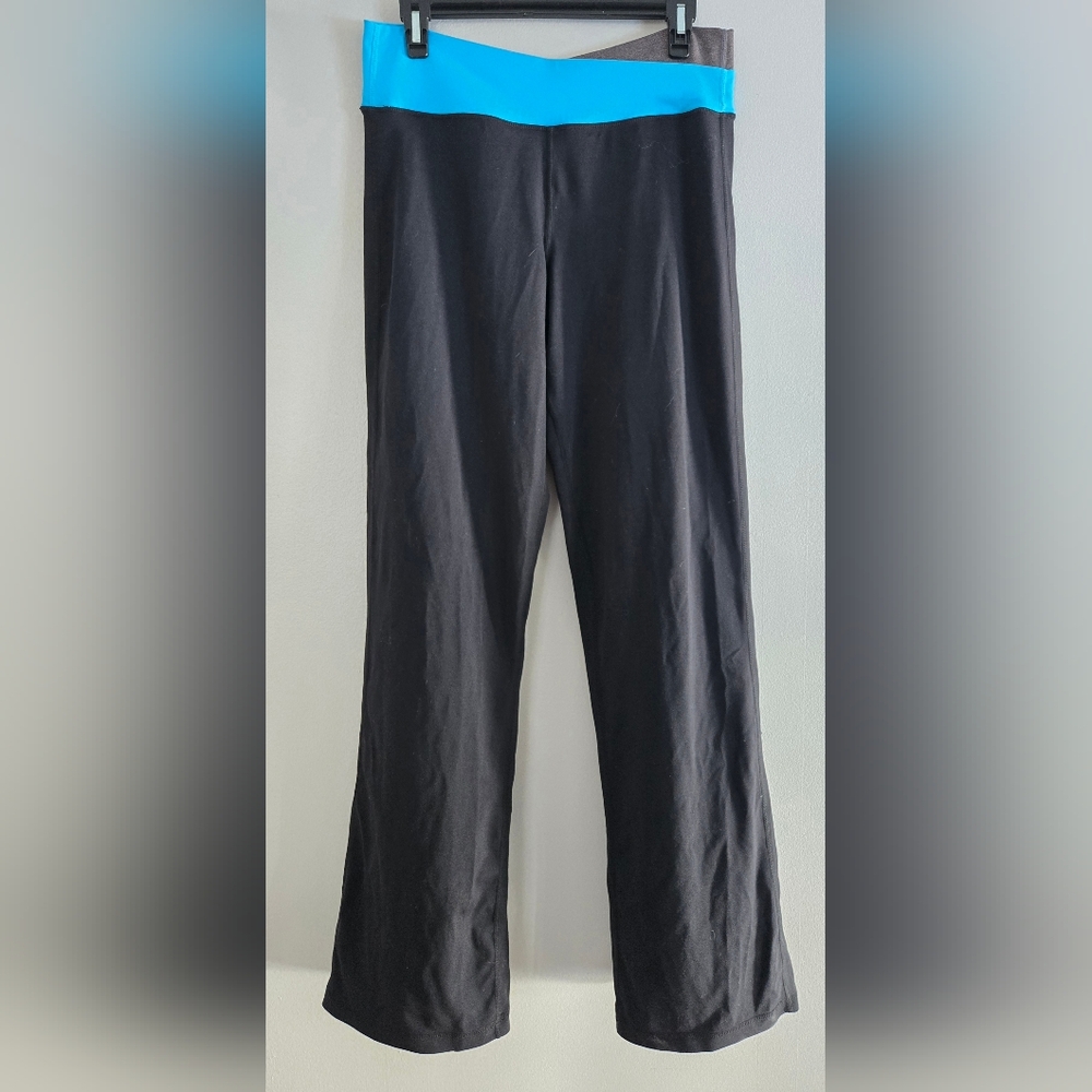 Lululemon Black & Blue Astro Wide‎ Leg Yoga Pants Size 10